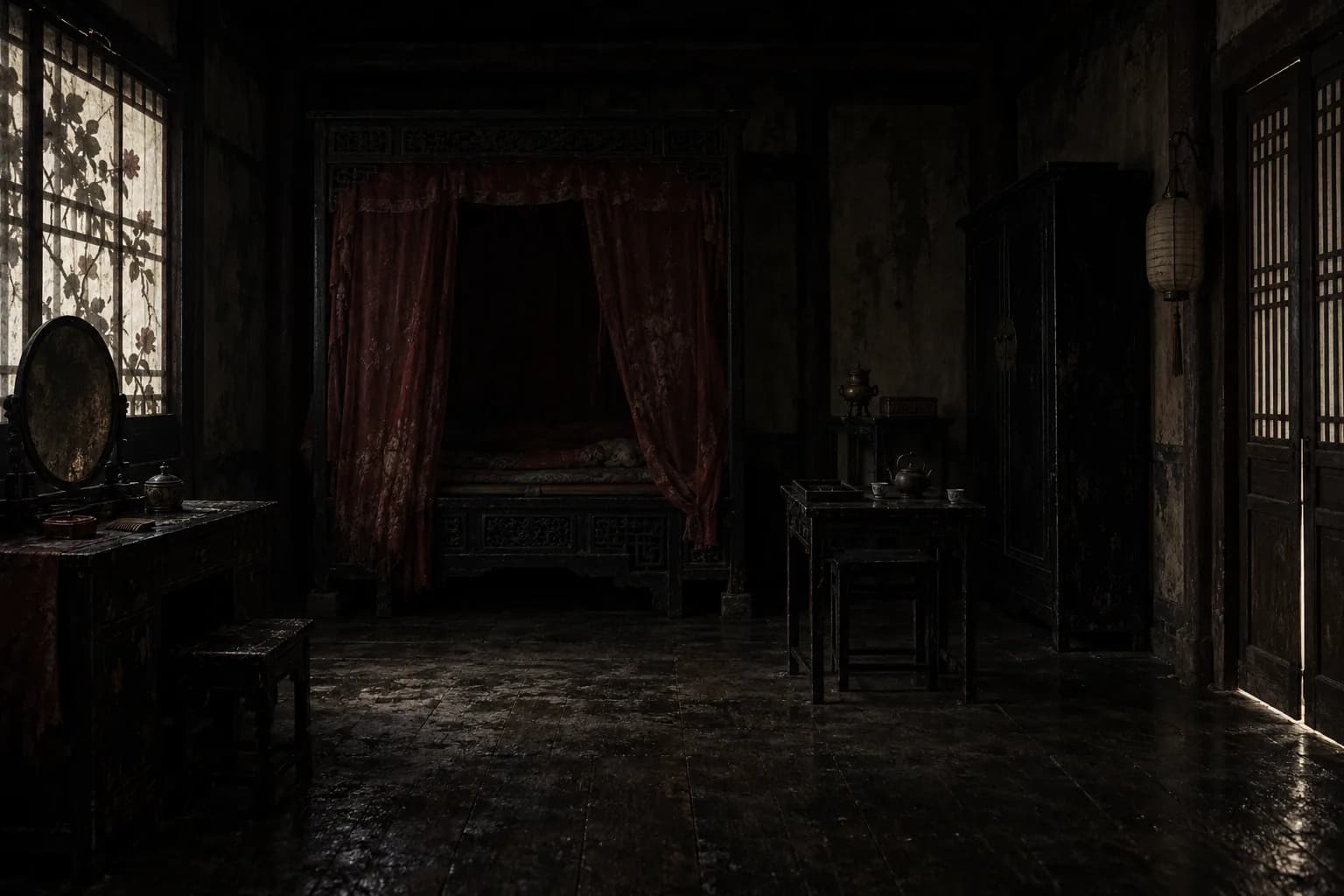 A dim room in the old house